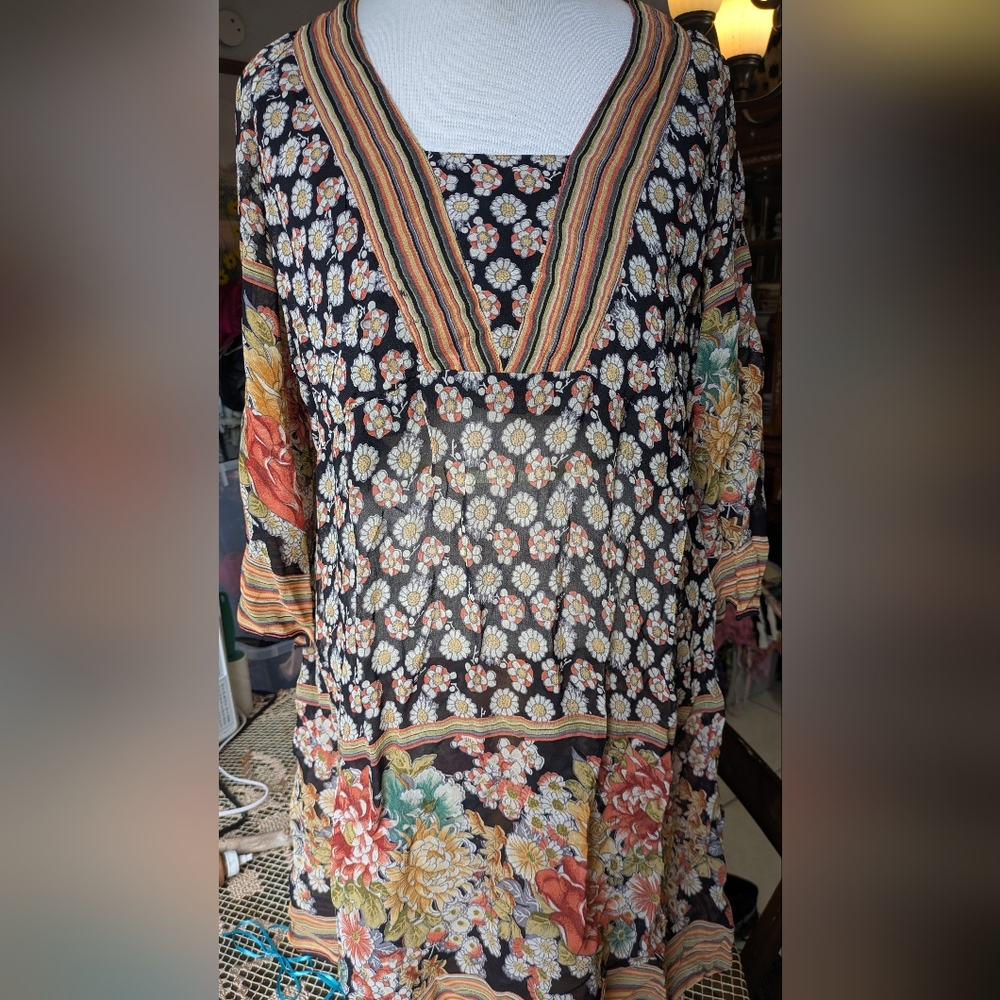 Starina 90s Daisy Rayon Mini Babydoll dress tunic